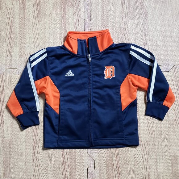 Detroit Tigers Adidas Full Zip MLB Baseball Jacket Toddler Size 2T Blue Orange